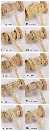 10 Yards of High Quality Narrow Flat Jute Belt, Hemp Rope, Hemp Cord, Jute Ribbon, Width 0.6~1cm, length: 10 yards, 20 Patterns Available - fabrics-top