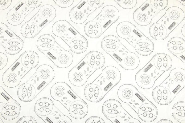 Super Nindendo Remote Control Black and White! 1 Meter Printed Cotton Fabric, Fabric by Yard, Yardage Fabrics, Children  Kids