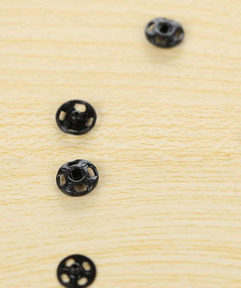 A panel 24pcs of 8mm #500 Press Stud, Black, Sewing Supplies, Brass Sew On Snap Fasteners Buttons, Japan made, Go through metal detector. - fabrics-top