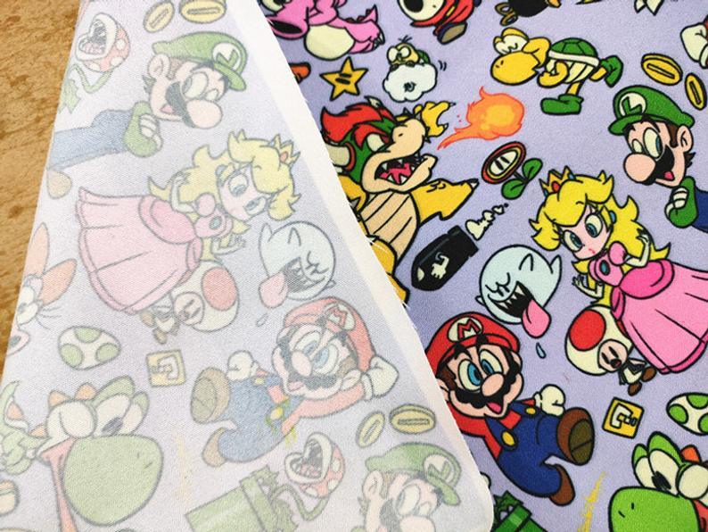 Retro Super Mario Pixels 2 Colors! 1 Meter Light Weight Plain Blends Fabric, Fabric by Yard, Yardage Cotton Fabrics for  Style - fabrics-top