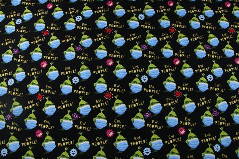 Ew, People! Grinch with Mask! 1 Meter Medium Children Plain Cotton Fabric, Fabric by Yard, Yardage Cotton Fabrics for  Style Garments, Bags - fabrics-top