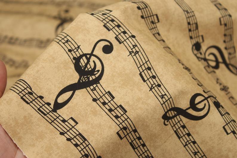 Musical Notes! 1 Meter Medium Thickness Plain Cotton Fabric, Fabric by Yard, Yardage Cotton Fabrics for  Style Garments, Bags - fabrics-top