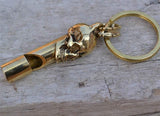 A Very Exquisite Brass Skull Whistle Accessory, Skull Pendant, Great for Leather Handworks or other Crafts, Brass Skulls SOS Whistle - fabrics-top