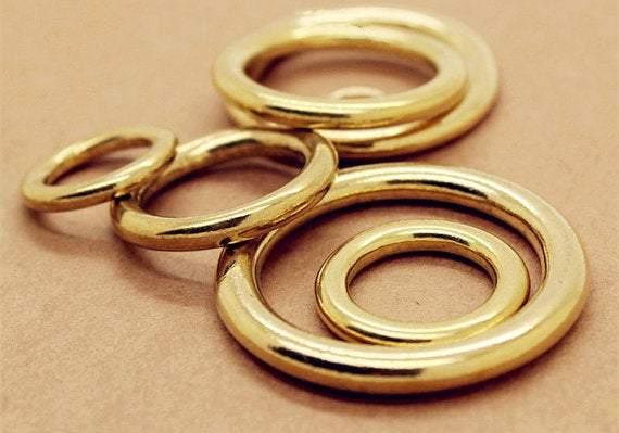 2 pcs of Quality Solid Brass Seamless O-Rings, Forged Rings, Inner Diameter 8mm 13mm 15mm 19mm 25mm 28mm, 32mm 38mm 45mm 50mm Available