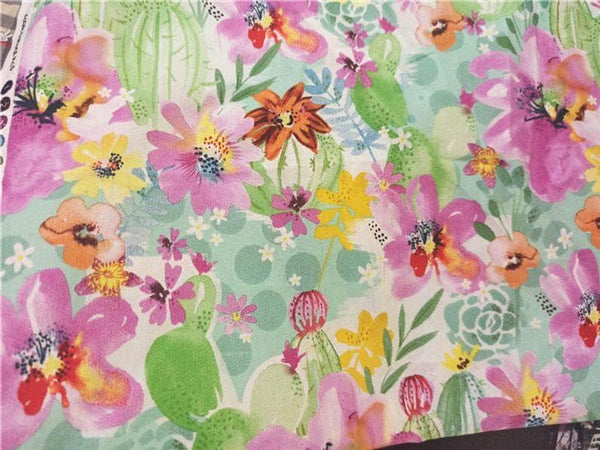 Watercolor Painting Floral pink! 1 Meter of Quality Printed Cotton Fabrics,  by Yard, Fabric Yardage Ship Navy Fabric, Dress Fabrics, Art
