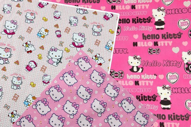 Hello Kitty rosy / Pink ! 1 yard Quality Printed Plain Cotton Fabric, Fabric by Yard, Yardage  Bag Fabrics, Children Fabrics, Kids, Japanese