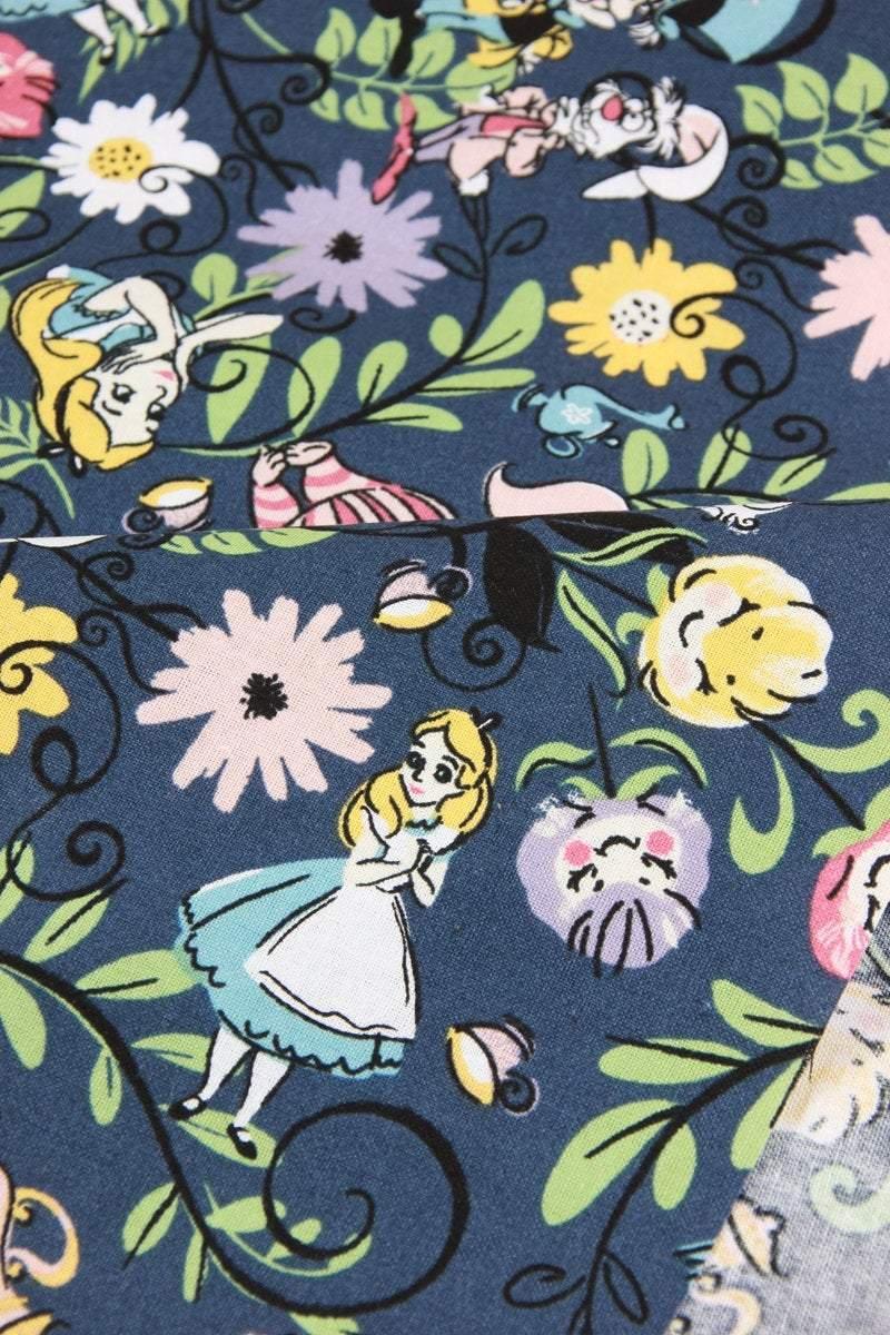 Alice in Wonderland blue! 1 Meter Printed Plain Cotton Fabric, Fabric by Yard, Yardage Cotton Bag Fabrics - fabrics-top