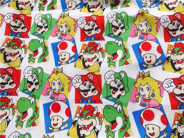 Super Mario and Friends red ! 1 Meter Light weight  Plain Polyester Blends Fabric, Fabric by Yard, Yardage Cotton Fabrics 2104