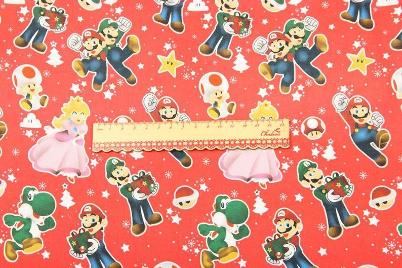 Presend from Super Mario red! 1 Meter Quality Medium Thickness Plain Cotton Fabric, Fabric by Yard, Yardage Cotton 202011 - fabrics-top