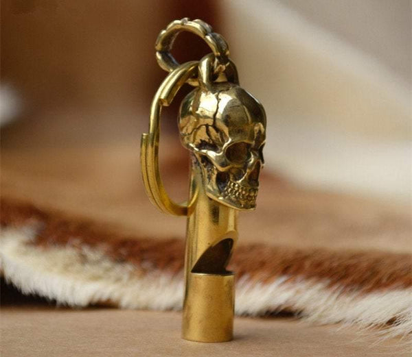 A Very Exquisite Brass Skull Whistle Accessory, Skull Pendant, Great for Leather Handworks or other Crafts, Brass Skulls SOS Whistle