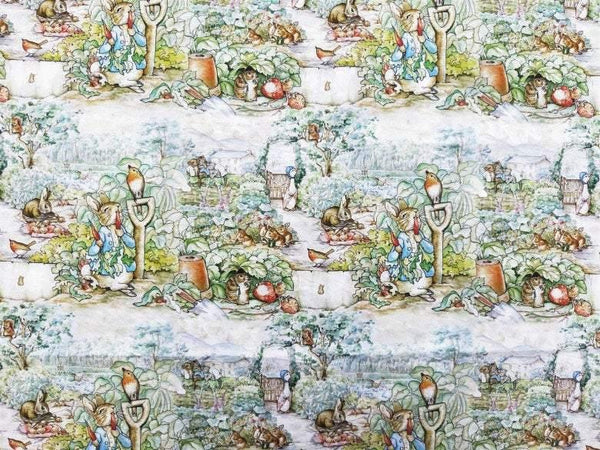 Peter Rabbit at garden! 1 Meter Top Quality Printed Plain Cotton Fabric, Fabric by Yard,  Cotton Fabrics for  Style Clothing, Bags