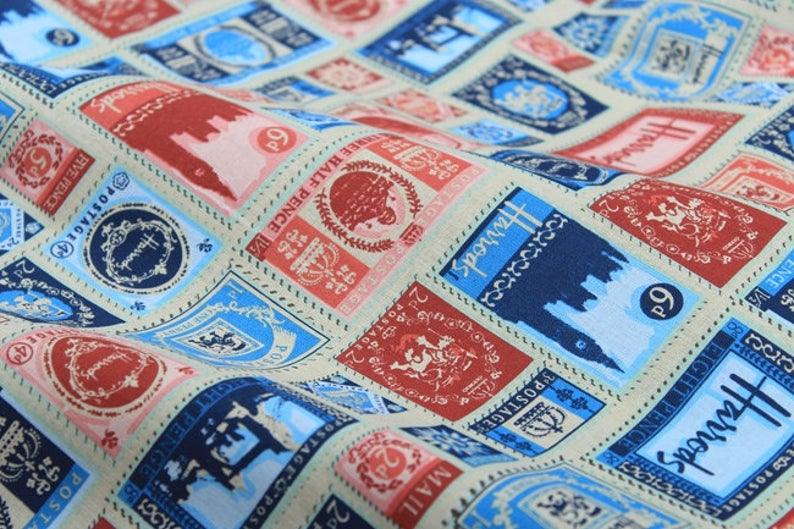 Harrods Stamps! 1 Meter Medium Thickness Cotton-Linen Fabric, Fabric by Yard, Yardage Cotton Fabrics for Style Clothes, Bags - fabrics-top