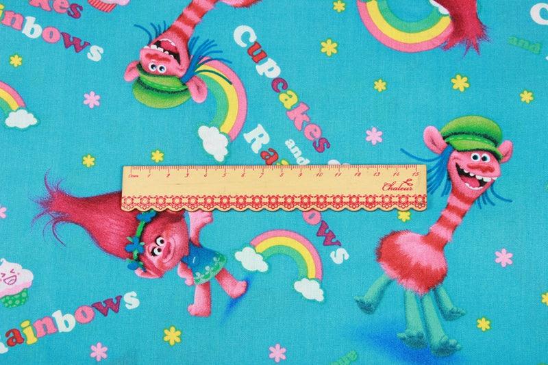 Trolls Pass the Glitter! 1 Meter Medium Weight Plain Cotton Fabric, Fabric by Yard, Yardage Cotton Fabrics for  Style Garments, Bags - fabrics-top