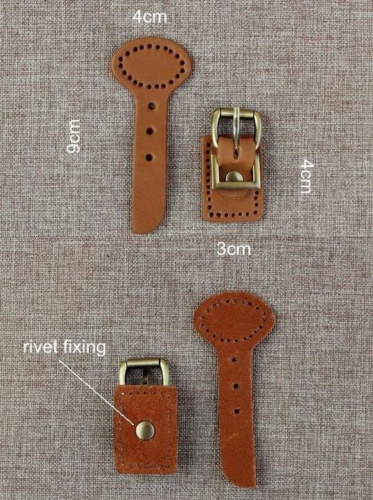 1 set of Leather belt and buckle for handmade stuff, Rivet fixing, 10 colors available, Width 4cm, overall length 9 cm - fabrics-top