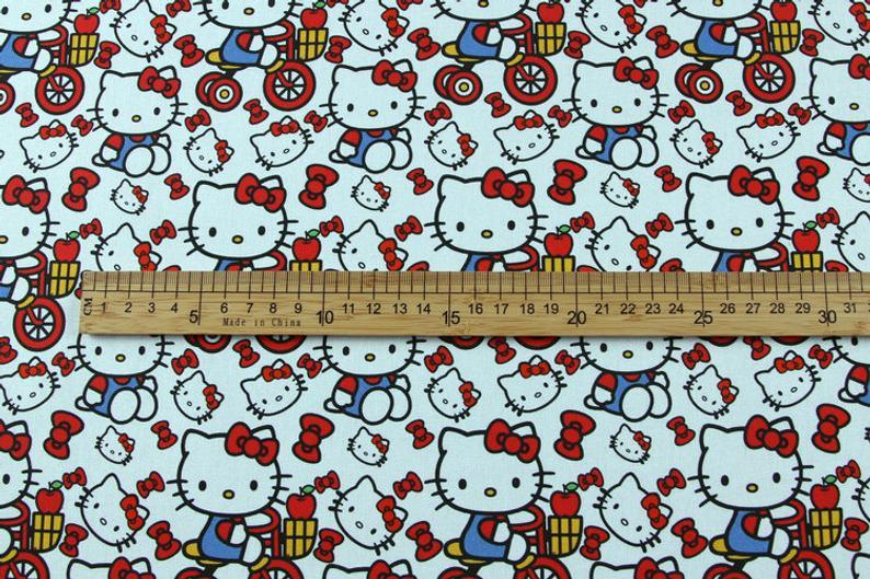 Hello Kitty New Collection 3 Colors! 1 Meter Printed Plain Cotton Fabric, Fabric by Yard, Yardage  Bag Fabrics, Children Kids - fabrics-top