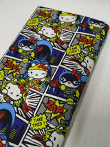 Hello Kitty Playing Super Heroines! 1 Meter Printed Cotton Fabric, Fabric by Yard, Yardage Cotton Bag Fabrics, Children Fabrics,  Japanese - fabrics-top