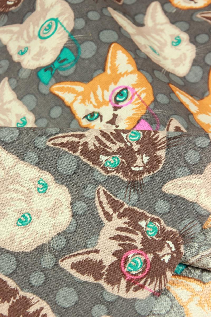 Cats gray dots! 1 Meter Medium Thickness Plain Cotton Fabric, Fabric by Yard, Yardage Cotton Fabrics for  Style Garments, Bags - fabrics-top