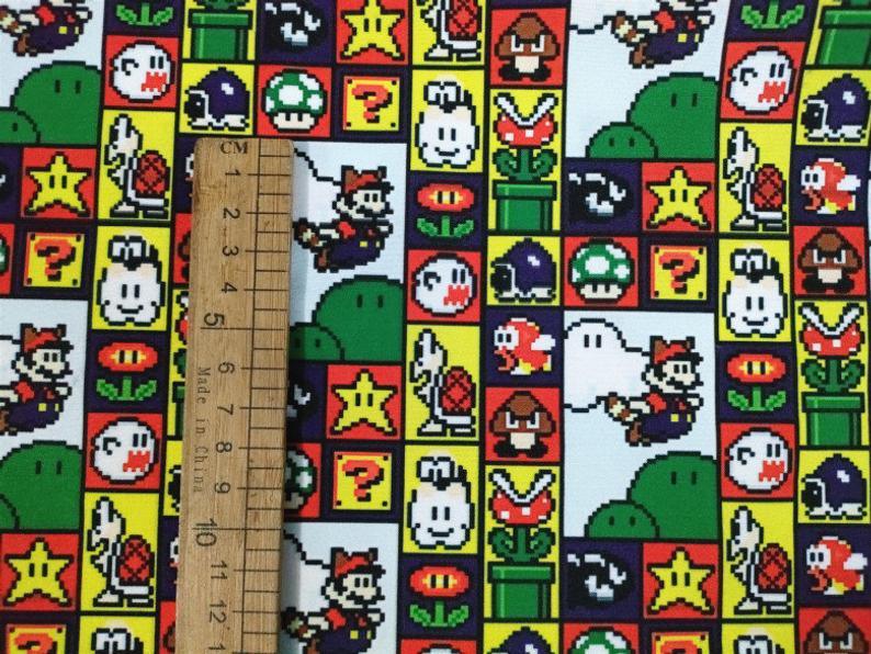 Retro Super Mario Pixels 2 Colors! 1 Meter Light Weight Plain Blends Fabric, Fabric by Yard, Yardage Cotton Fabrics for  Style - fabrics-top