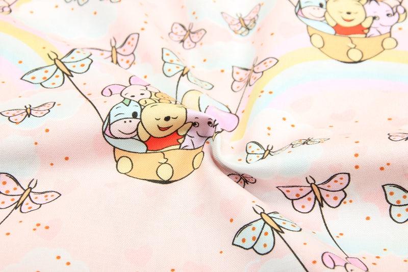 Winnie and Friends on Balloons pink! 1 Meter Printed Cotton Fabric, Fabric by Yard, Yardage Fabrics, Children  Kids - fabrics-top