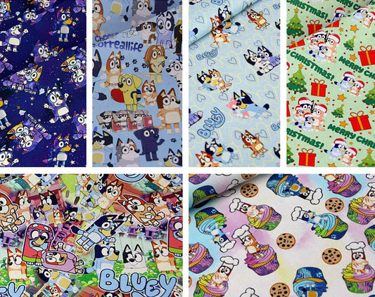 Bluey and Bingo the puppies 6 Colors! 1 Yard Quality Medium Thickness Plain Cotton Fabric, Fabric by Yard,  Cotton Australian 2211 - fabrics-top