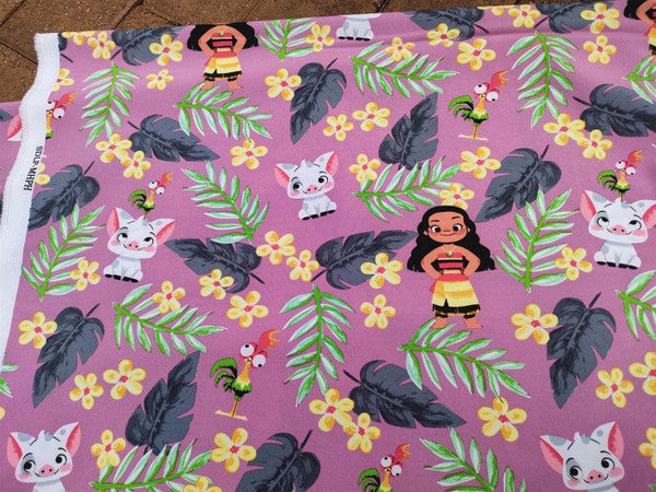 Moana and the Little Pig pink! 1 Yard Quality Medium Thickness Plain Poly Fabric, Fabric by Yard, Yardage Fabrics - fabrics-top