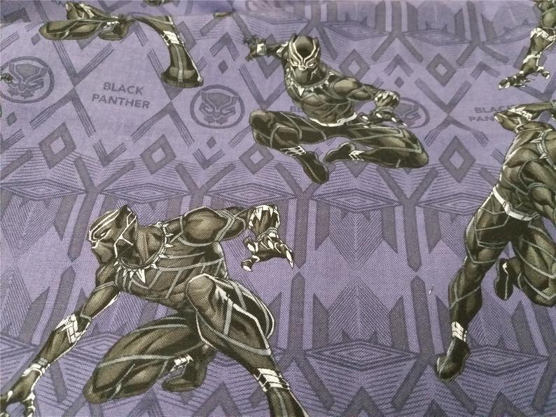 Black Panter Marvel Comics Super Hero 2 Colors! 1 Meter Medium Thickness Plain Cotton Fabrics for Style Garments, Bag black Panthers - fabrics-top