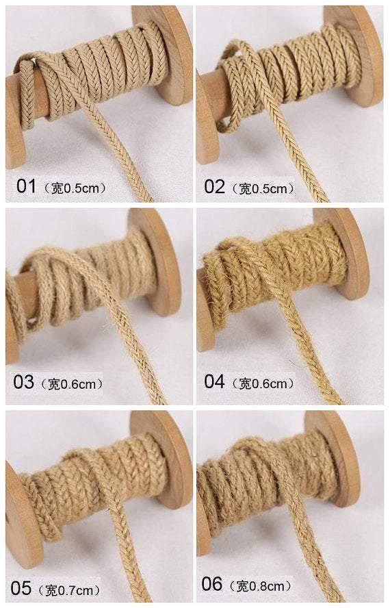 10 Yards of High Quality Narrow Flat Jute Belt, Hemp Rope, Hemp Cord, Jute Ribbon, Width 0.6~1cm, length: 10 yards, 20 Patterns Available - fabrics-top