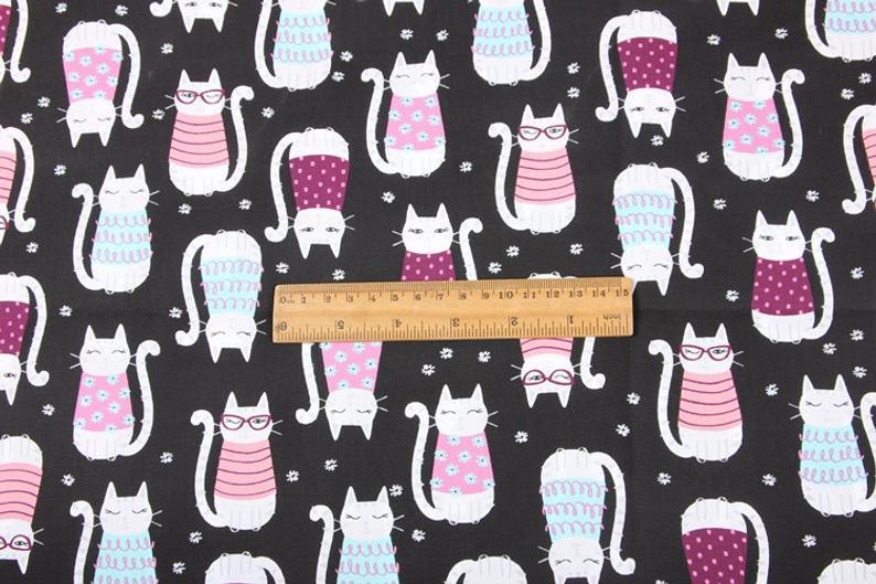 Cats! 1 Meter Medium Thickness Plain Cotton Fabric, Fabric by Yard, Yardage Cotton Fabrics for  Style Garments, Bags 2 Colros - fabrics-top