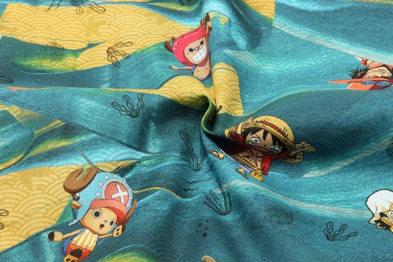 Luffy Plant Green One Piece Tony Tony Chopper the Japanese Cartoon Green! 1 Meter Printed Cotton Fabric, Fabric by Yard, Yardage Fabrics, Children  Kids - fabrics-top