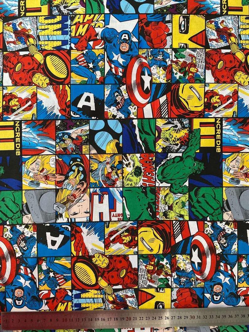 Collection 2 the Avengers Marvel Comics Super Hero! 1 Meter Medium Thickness Plain Cotton Fabric, Cotton Fabrics for  Style Garments, Masks - fabrics-top