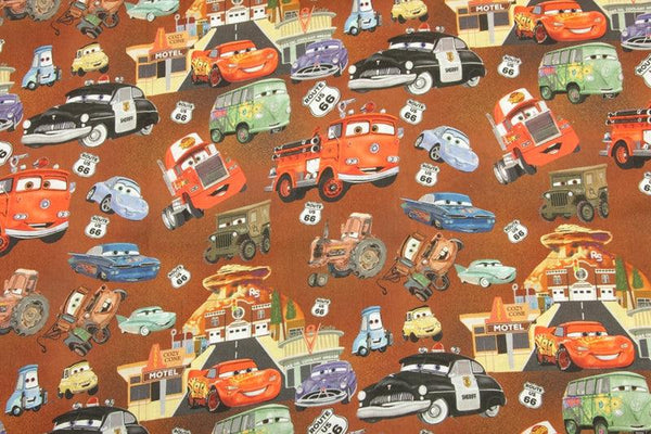 Route 66 Cars! 1 Meter Medium Thickness Cotton Fabric by Yard, Yardage Cotton for Style Clothes 202101