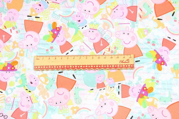 Peppa Pig pink! 1 Meter Printed Cotton Fabric, Fabric by Yard, Yardage Fabrics, Children  Kids - fabrics-top