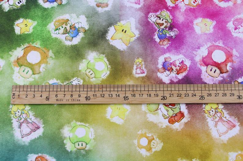 Super Mario and Friends 4 Colors! 1 Meter Top Quality Medium Thickness Plain Cotton Fabric, Fabric by Yard, Yardage Cotton 202010 - fabrics-top