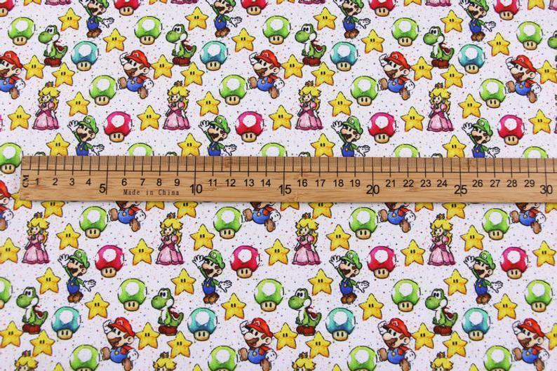 Super Mario and Friends Series 3 Colors! 1 Meter Top Quality Medium Thickness Plain Cotton Fabric, Fabric by Yard, Yardage Cotton 202011 - fabrics-top