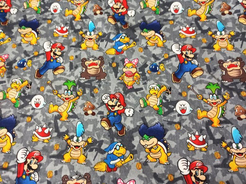 Super Mario and Monsters gray! 1 Meter Quality Medium Thickness Plain Cotton Fabric, Fabric by Yard, Yardage Cotton 202011 - fabrics-top