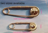 2 pcs of Exquisite Plated 22 mm Brooch Pin Back Safety Pin, With a Lion Head Statue, Sparkling, Artistic crafts, Lion Head safety pin Gold - fabrics-top