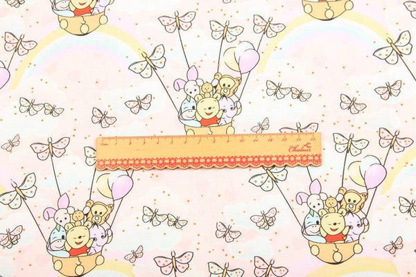 Winnie and Friends on Balloons pink! 1 Meter Printed Cotton Fabric, Fabric by Yard, Yardage Fabrics, Children  Kids - fabrics-top