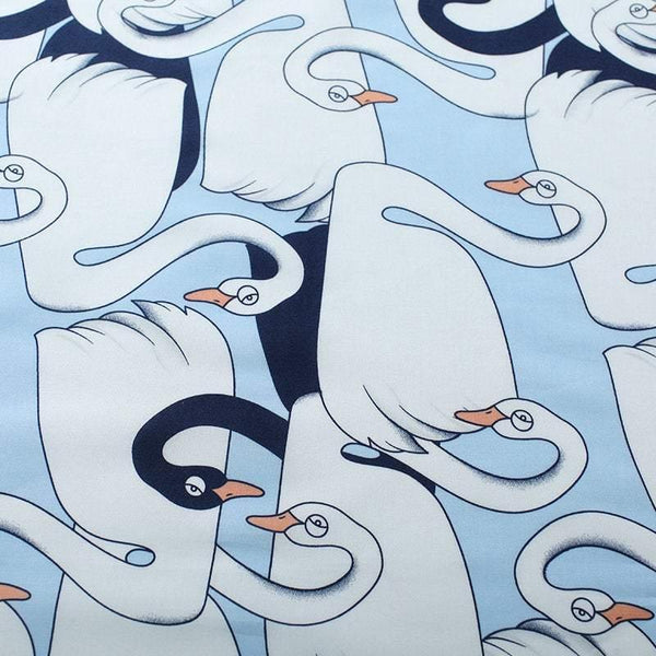 Swans! 1 Meter Fine Cotton Fabric, Fabric by Yard, Yardage Cotton Fabrics for Style Dress Clothes Skirt - fabrics-top