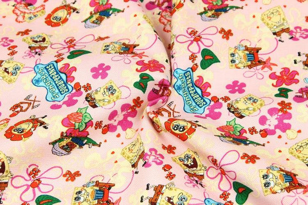 SpongeBob Squarepants pink ! 1 Meter Plain Cotton Oxford Fabric, Fabric by Yard, Yardage Cotton Fabrics for Style Bags Canvas - fabrics-top