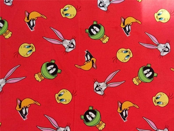 Tweety Bird and Looney Tunes Characters red! 1 Meter Medium Thickness Cotton Fabric, Fabric by Yard, Yardage Cotton or Style Clothes, Bags