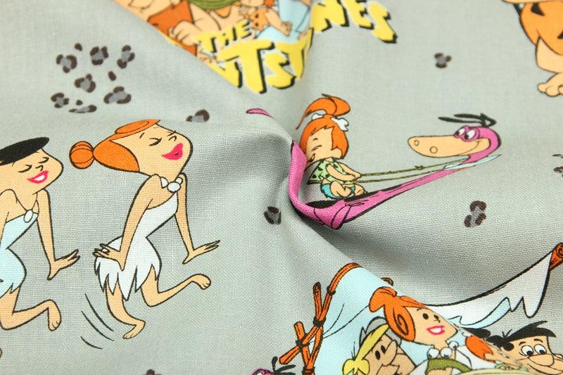 The Flintstones gray! 1 Meter Plain cotton fabric, Nordic wind printing fabric, clothing fabric, pure cotton, cartoon animation - fabrics-top