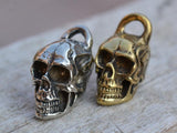 A Smaller Exquisite Brass Skull Accessory, Silver Skull Pendant, Great for Leather Handworks or other Crafts, Silver Skulls