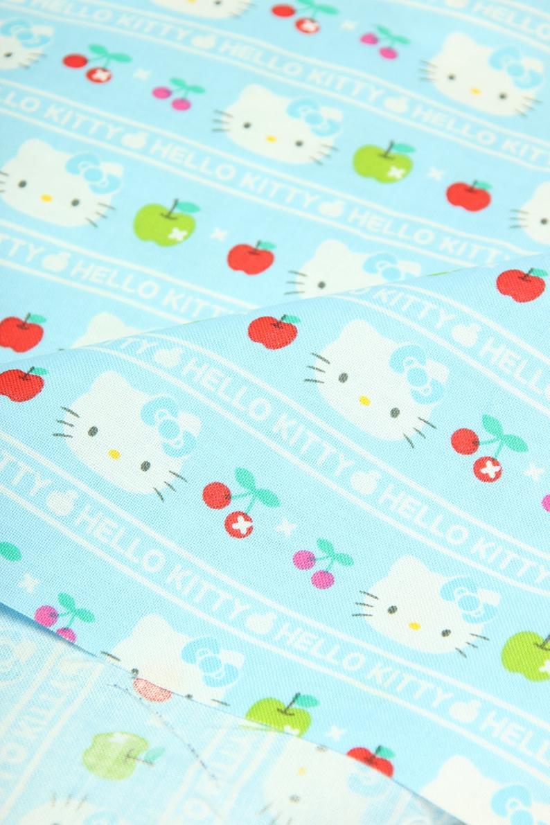 Hello Kitty Collection Stripes! 1 Meter Printed Plain Cotton Fabric, Fabric by Yard, Yardage  Bag Fabrics, Children Fabrics, Kids, Japanese - fabrics-top