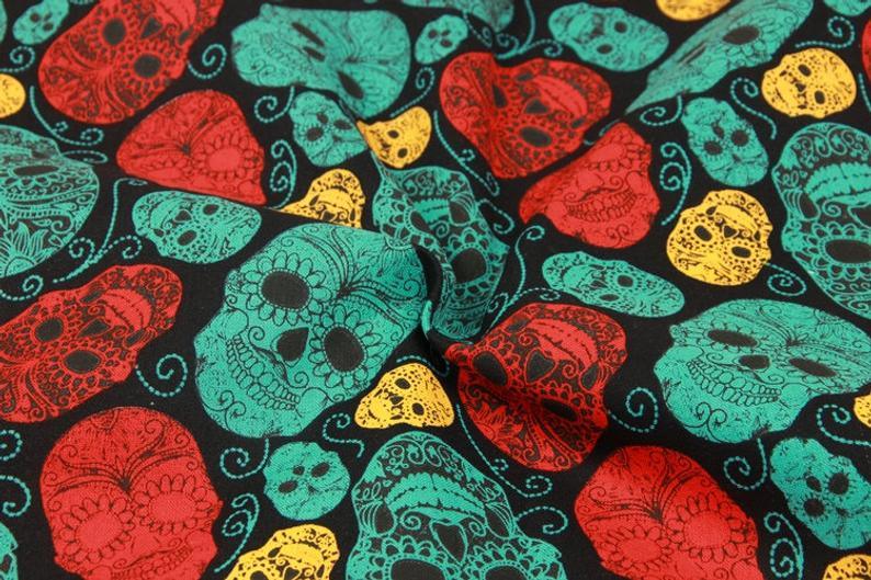 Skulls 2 Pattern! 1 Meter Medium Thickness  Cotton Fabric, Fabric by Yard, Yardage Cotton Fabrics for  Style Garments, Bags - fabrics-top