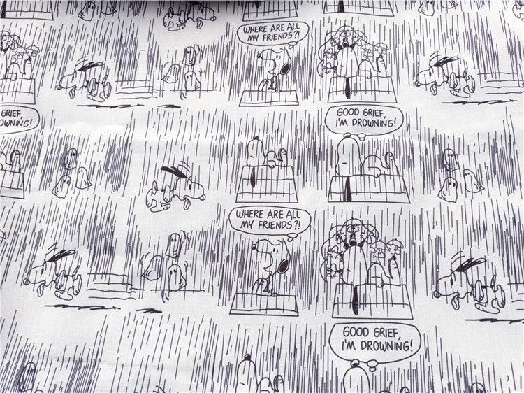 Snoopy Comics BW! 1 Yard Polyester Blends Light-weight Fabric by Yard, Yardage Polyester Canvas Fabrics for Bags