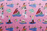 Pirate and Mermaid Pink ! 1 Meter Medium Weight Plain Cotton Fabric, Fabric by Yard, Yardage Cotton Fabrics for  Style Garments, Bags