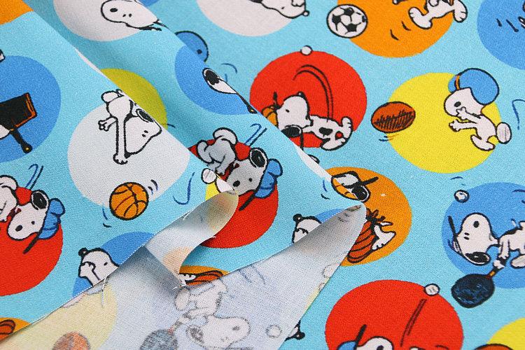 Snoopy Ball Games blue! 1 Meter Printed Cotton Fabric, Fabric by Yard, Yardage Fabrics, Children  Kids - fabrics-top