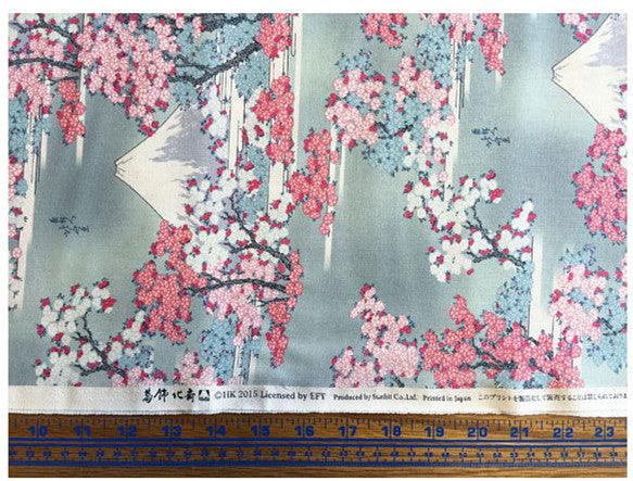 Mount Fujii and Sakura Japanese Ukiyo-e! 1 Meter Quality Printed Cotton, Fabrics by Yard, Fabric Yardage Floral Fabrics Japanese Style - fabrics-top