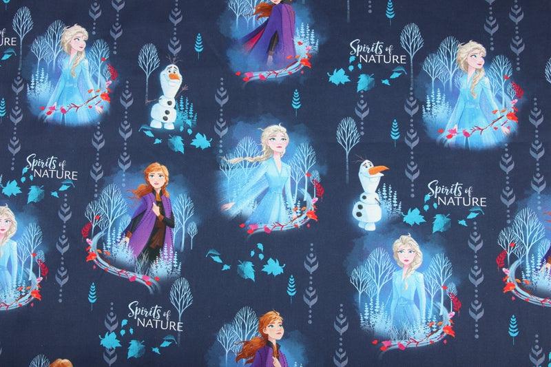 Spirit of Nature, Frozen Princesses navy! 1 Meter Printed Cotton Fabric, Fabric by Yard, Yardage Fabrics, Children  Kids