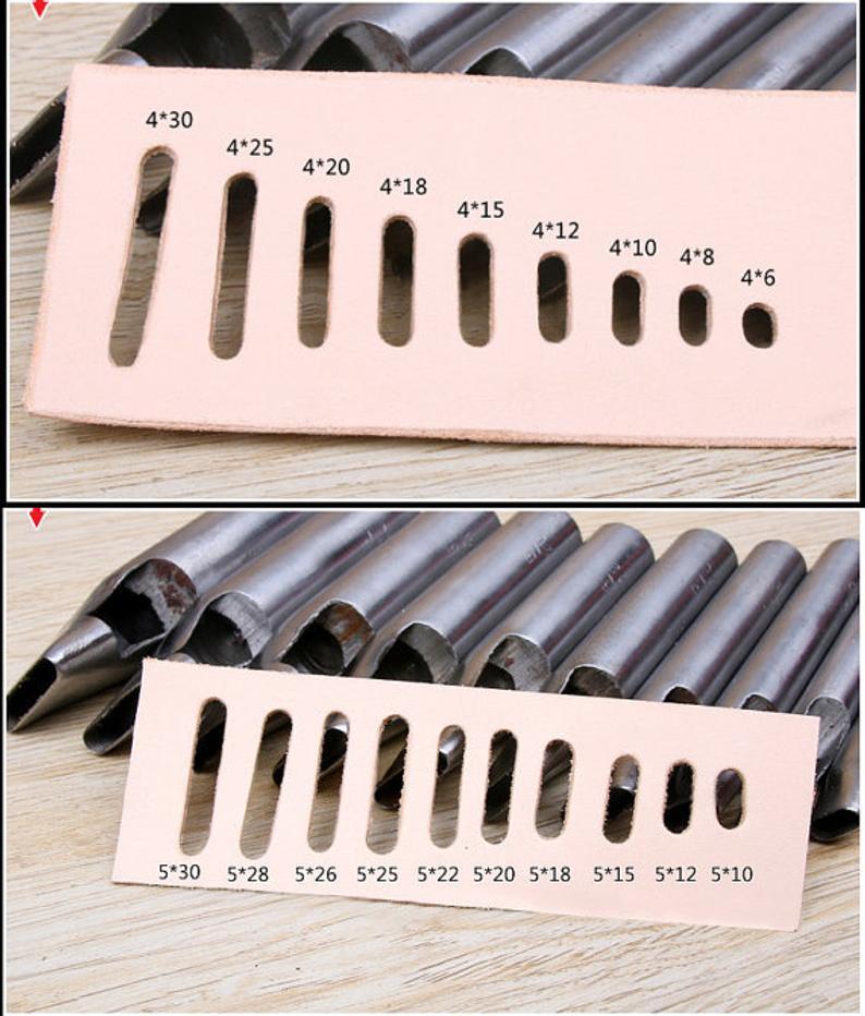 1 pc of Oblong-Shape Leathear Punchs, Width 2mm 3mm 4mm 5mm 6mm 7mm 8mm, Rectangular Leather Punchs, 0-Shape Hole Puncher, All Spec In - fabrics-top
